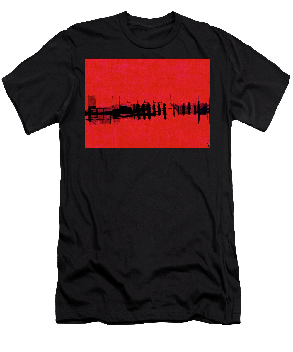 Abstract T-Shirt featuring the digital art Promenade in Red by Ken Walker