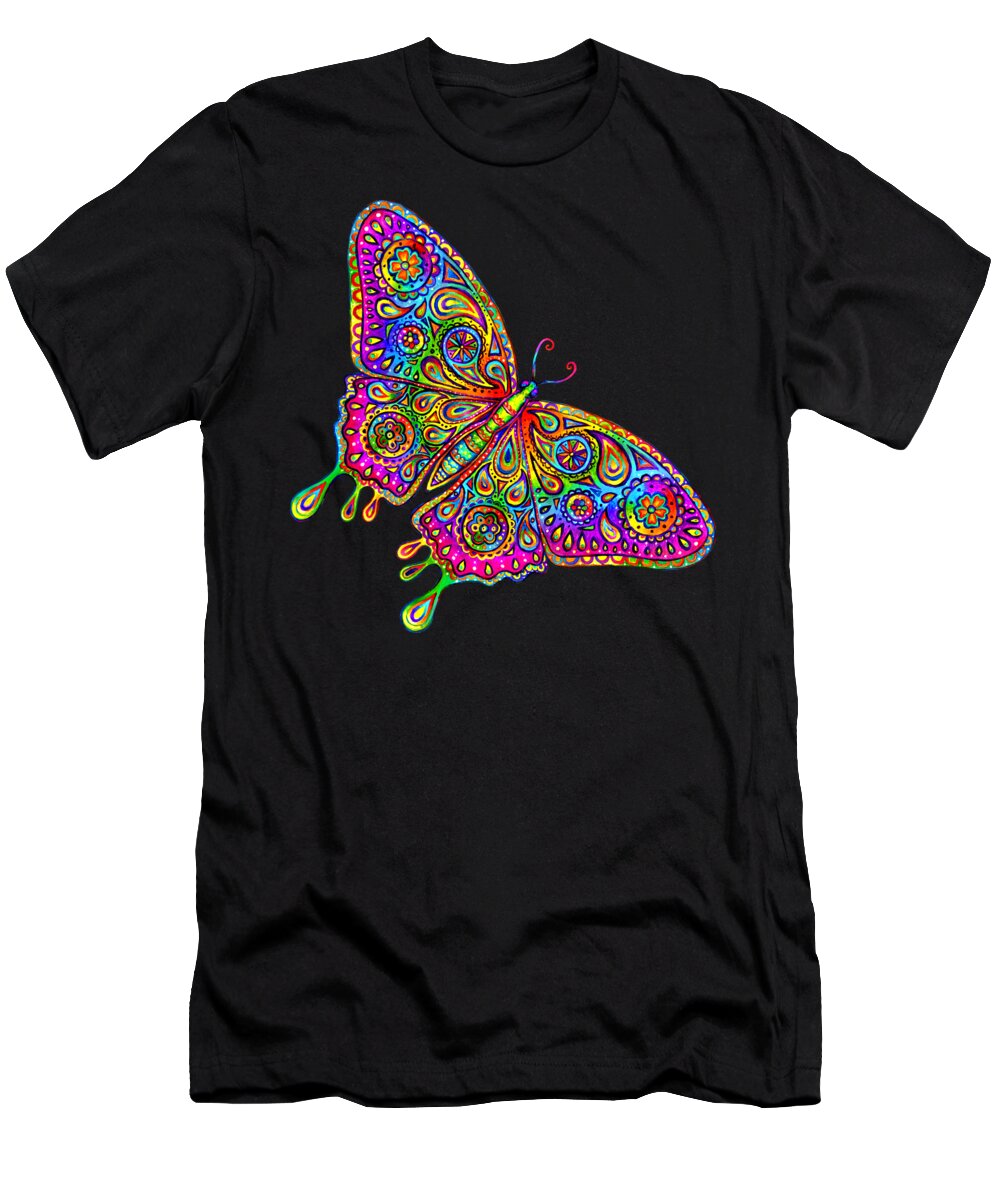 Butterfly T-Shirt featuring the painting Psychedelic Paisley Butterfly by Rebecca Wang