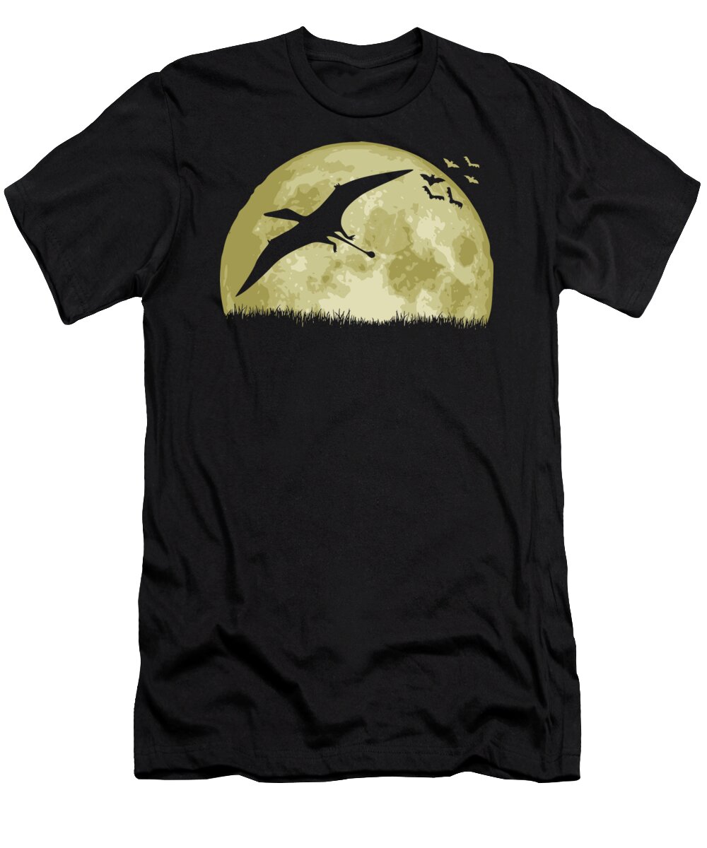 Pterosaur T-Shirt featuring the digital art PTEROSAUR Full Moon by Filip Schpindel
