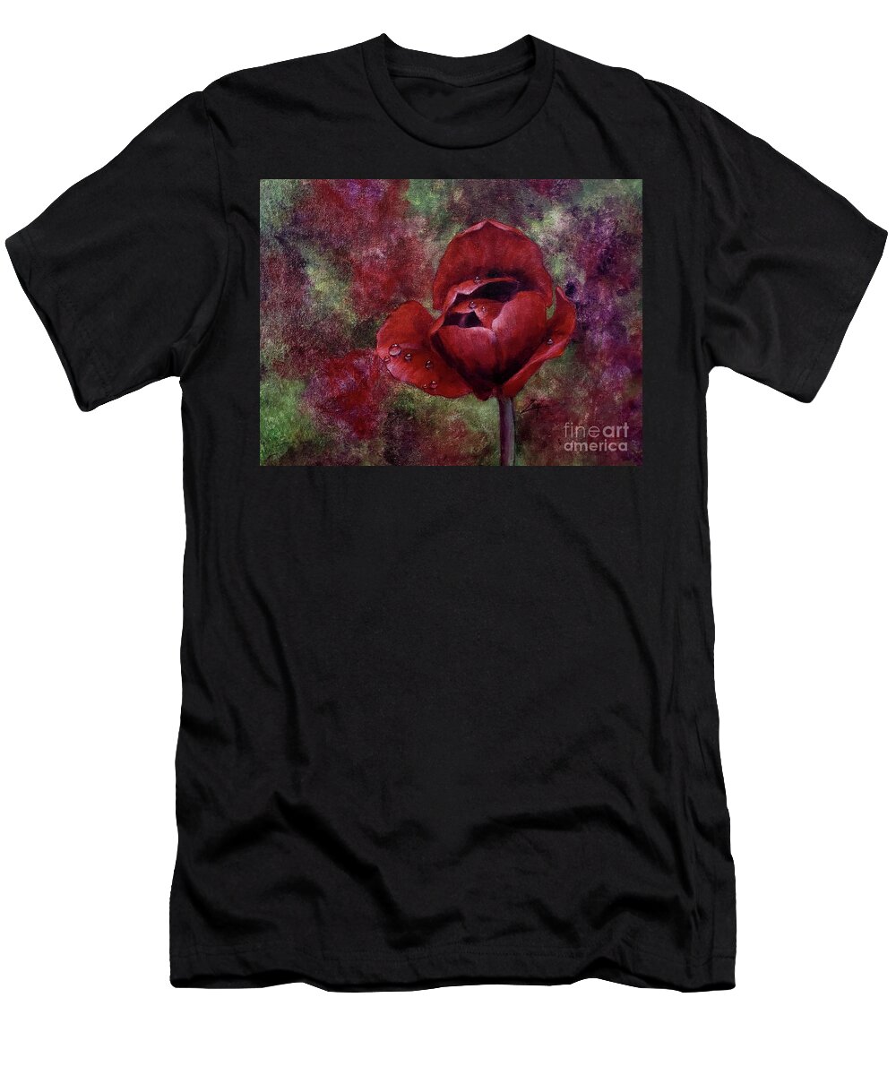 ​bloom T-Shirt featuring the ceramic art Rain Kissed Tulip by Zan Savage