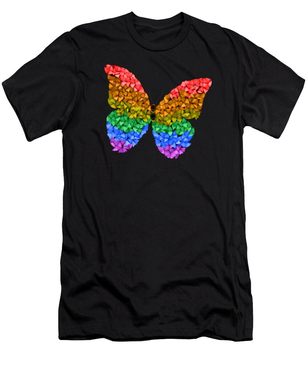  T-Shirt featuring the digital art Rainbow Butterfly by Scott Fulton