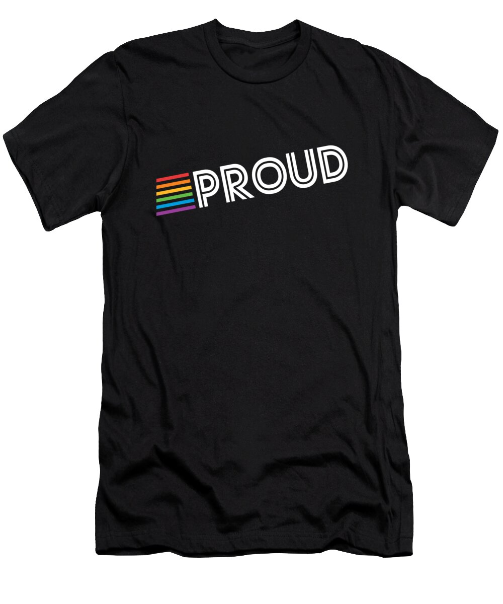Funny T-Shirt featuring the digital art Rainbow Proud LGBTQ Gay Pride by Flippin Sweet Gear