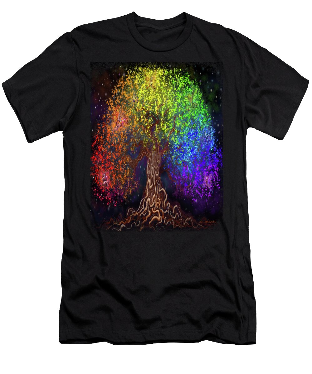 Rainbow T-Shirt featuring the digital art Rainbow Tree of Life by Kevin Middleton