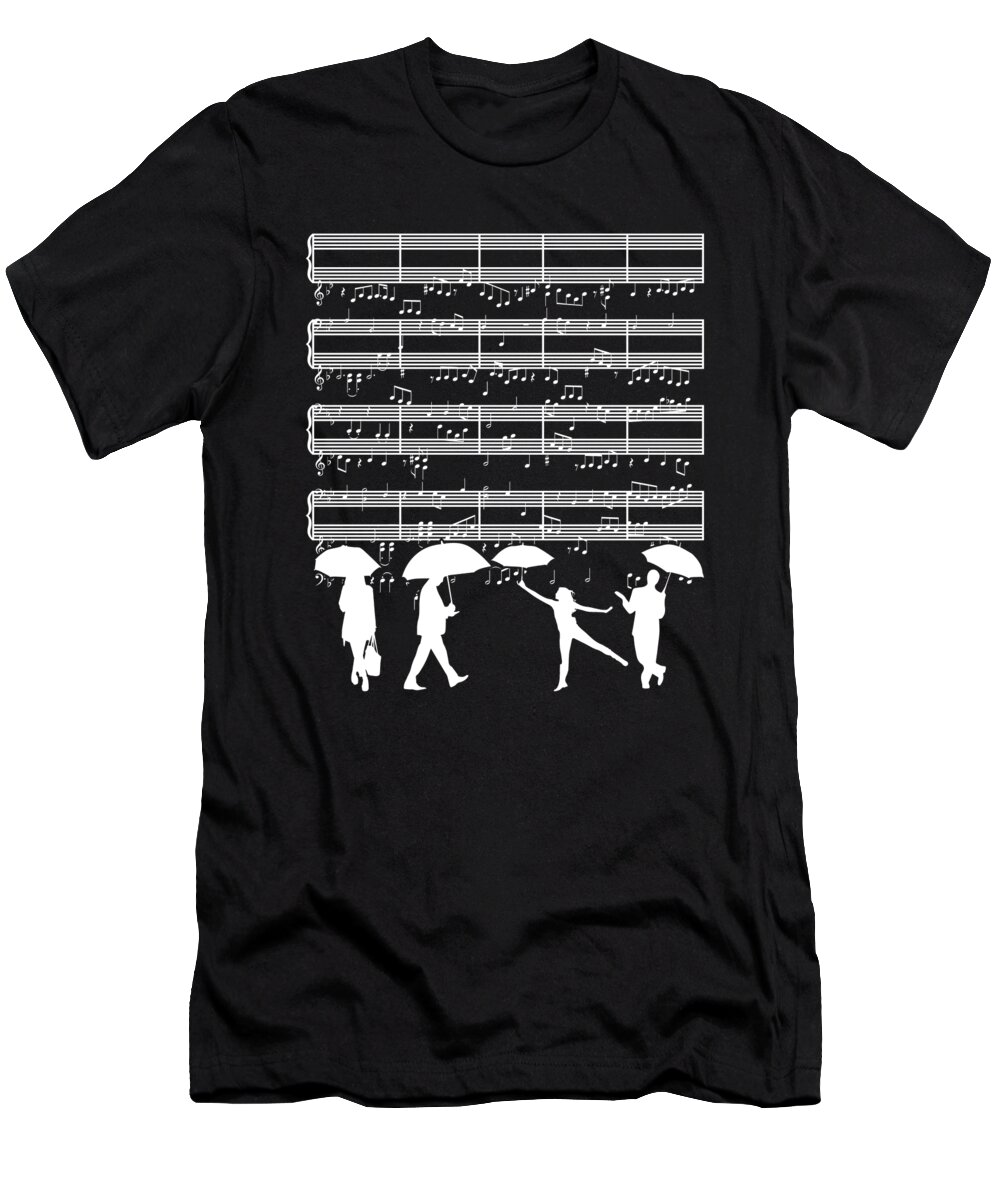 Piano T-Shirt featuring the digital art Raining Music Notes Pianist Musician Music Sheet Gift by Thomas Larch