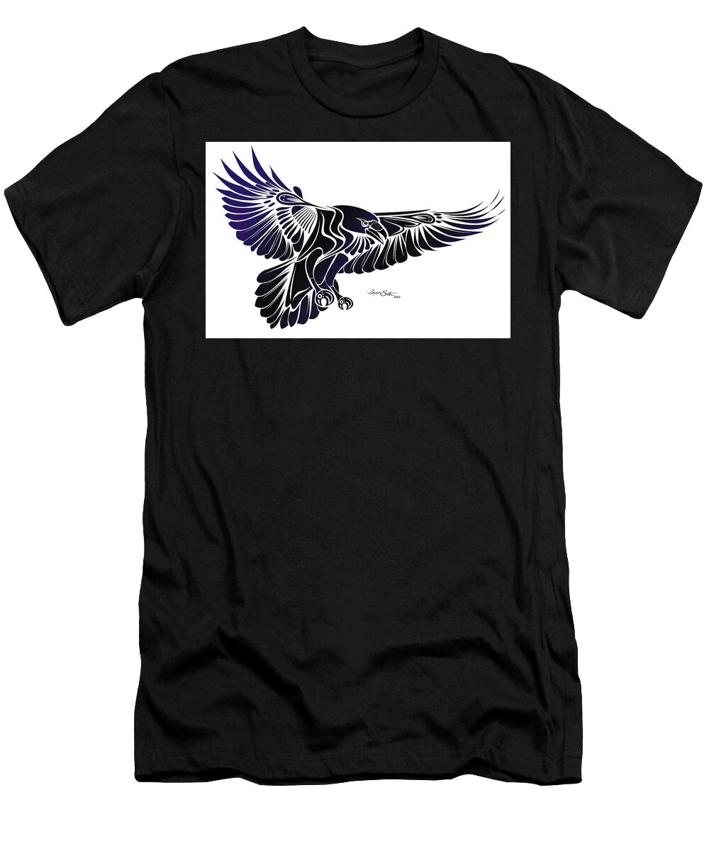 Raven T-Shirt featuring the digital art Raven Flight by Bryan Smith