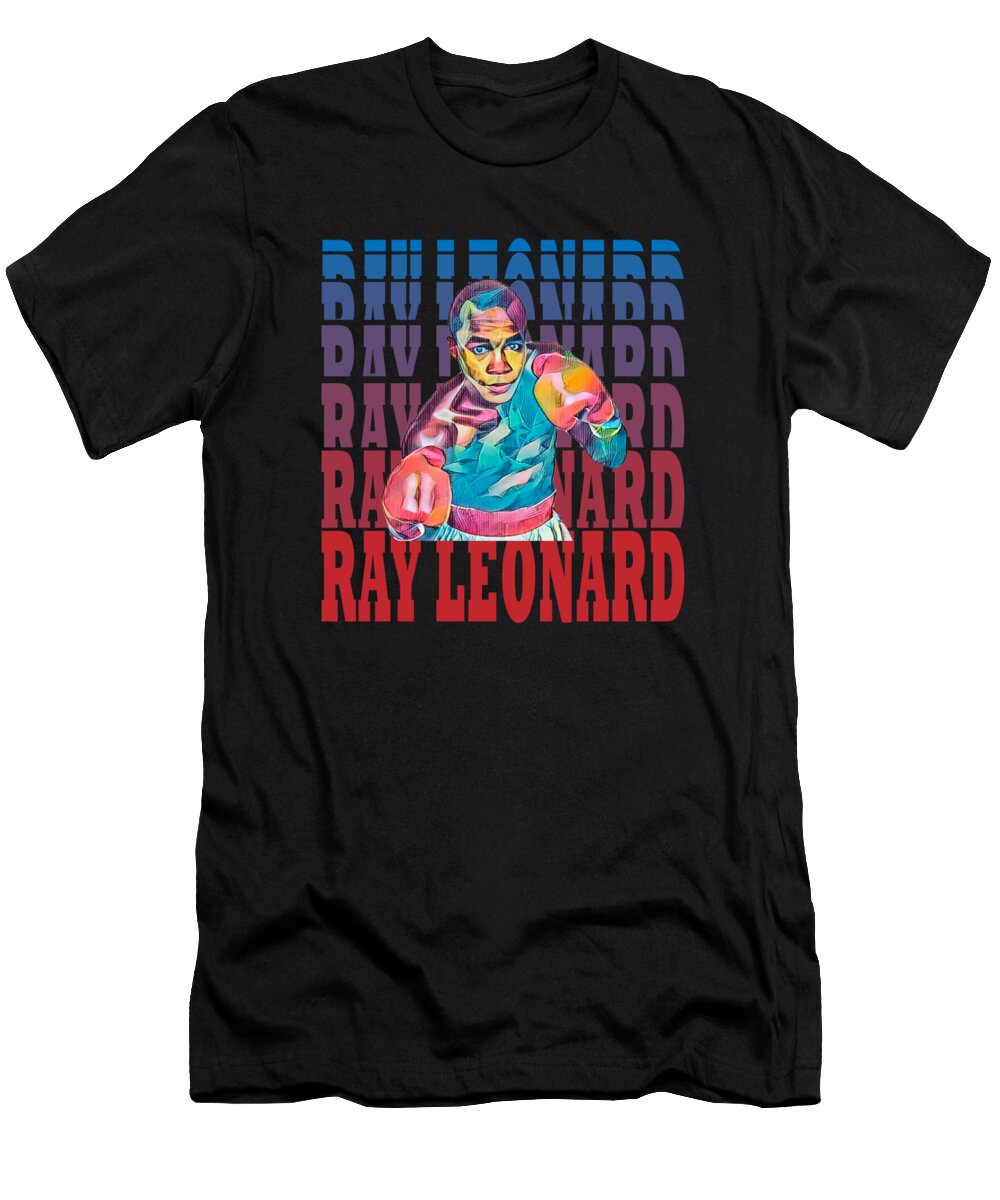 Sugar Leonard T-Shirt featuring the digital art Ray Leonard by Fighting Artist