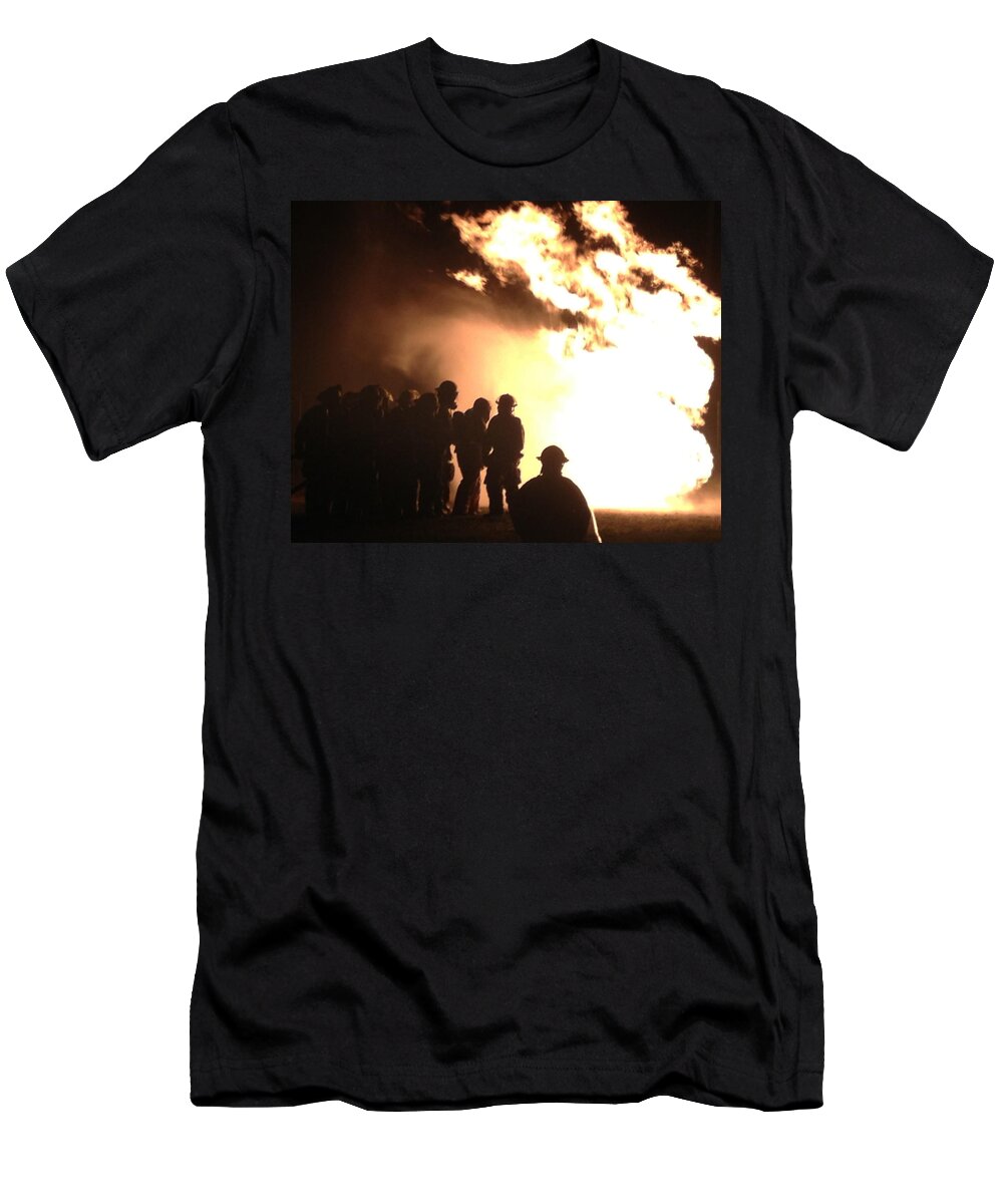 Firefighter T-Shirt featuring the photograph Real Heroes in Action by Lee Darnell