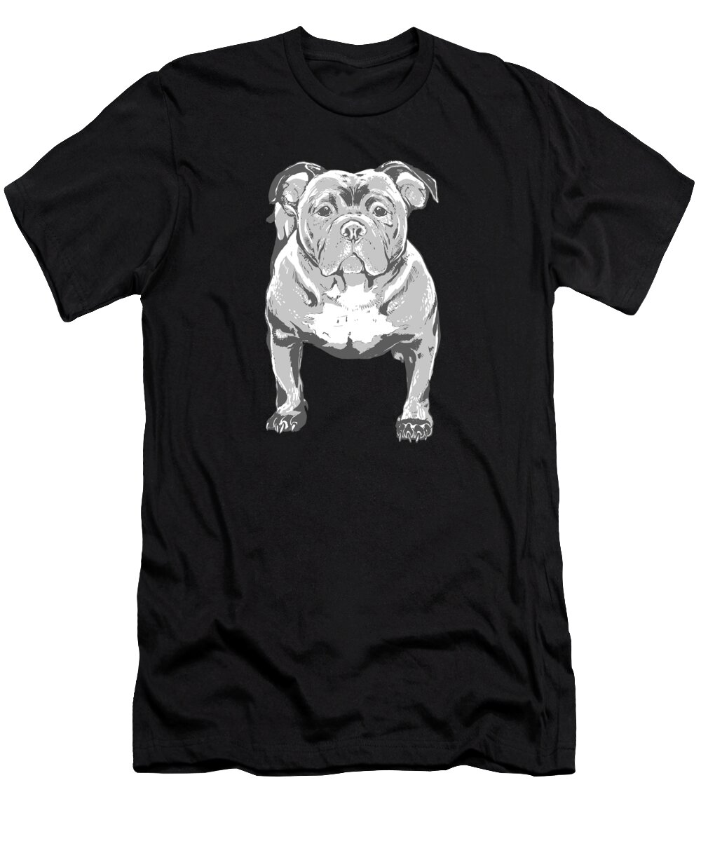 American Bulldog T-Shirt featuring the digital art Realistic American Bulldog by Me