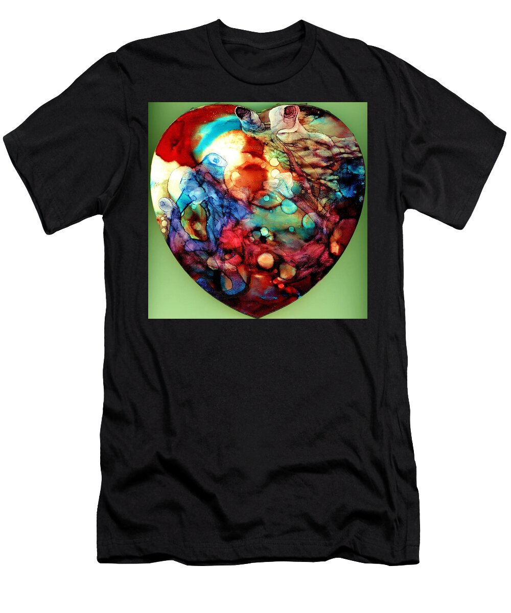 Heart T-Shirt featuring the painting Reef Madness by Angela Marinari