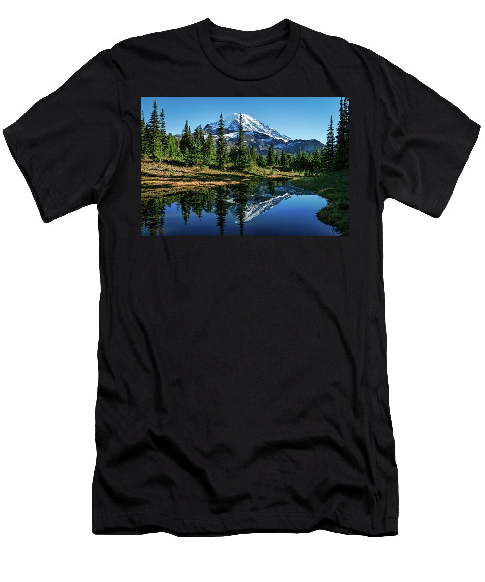 Mount Rainier T-Shirt featuring the photograph Reflection Pond, Mount Rainier by Larey McDaniel