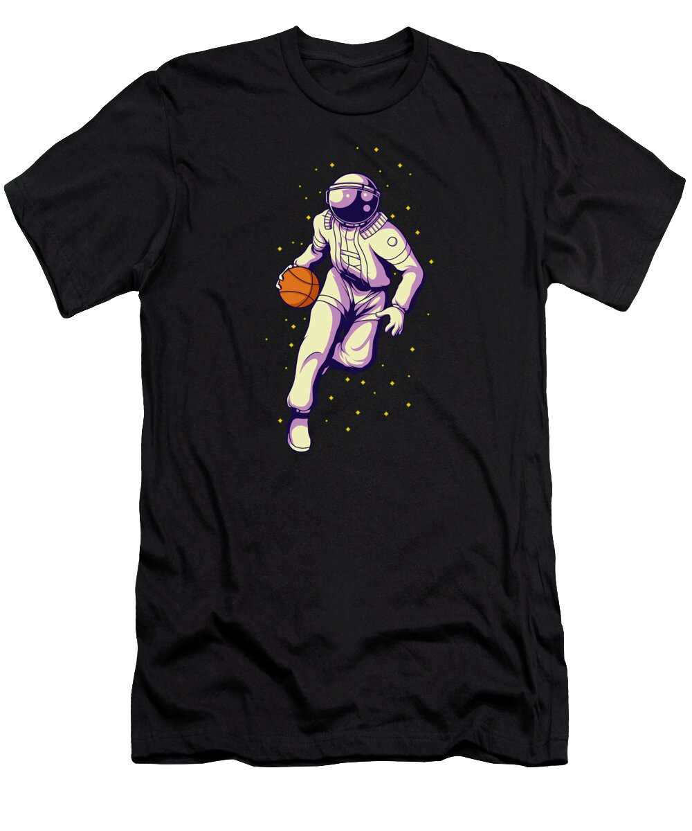 Spaceman T-Shirt featuring the digital art Retro Basketball Player Astronaut Galactic Sports by Mister Tee
