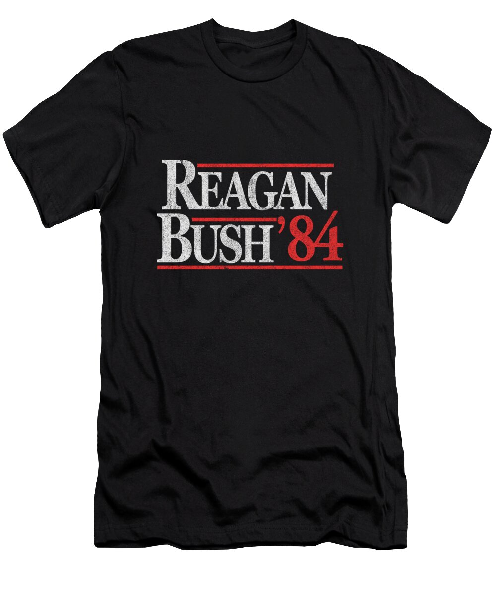 Funny T-Shirt featuring the digital art Retro Reagan Bush 1984 by Flippin Sweet Gear