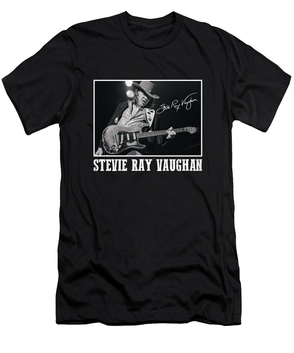 Stevie Ray Vaughan T-Shirt featuring the digital art Retro Style Stevie Ray Vaughan by Notorious Artist