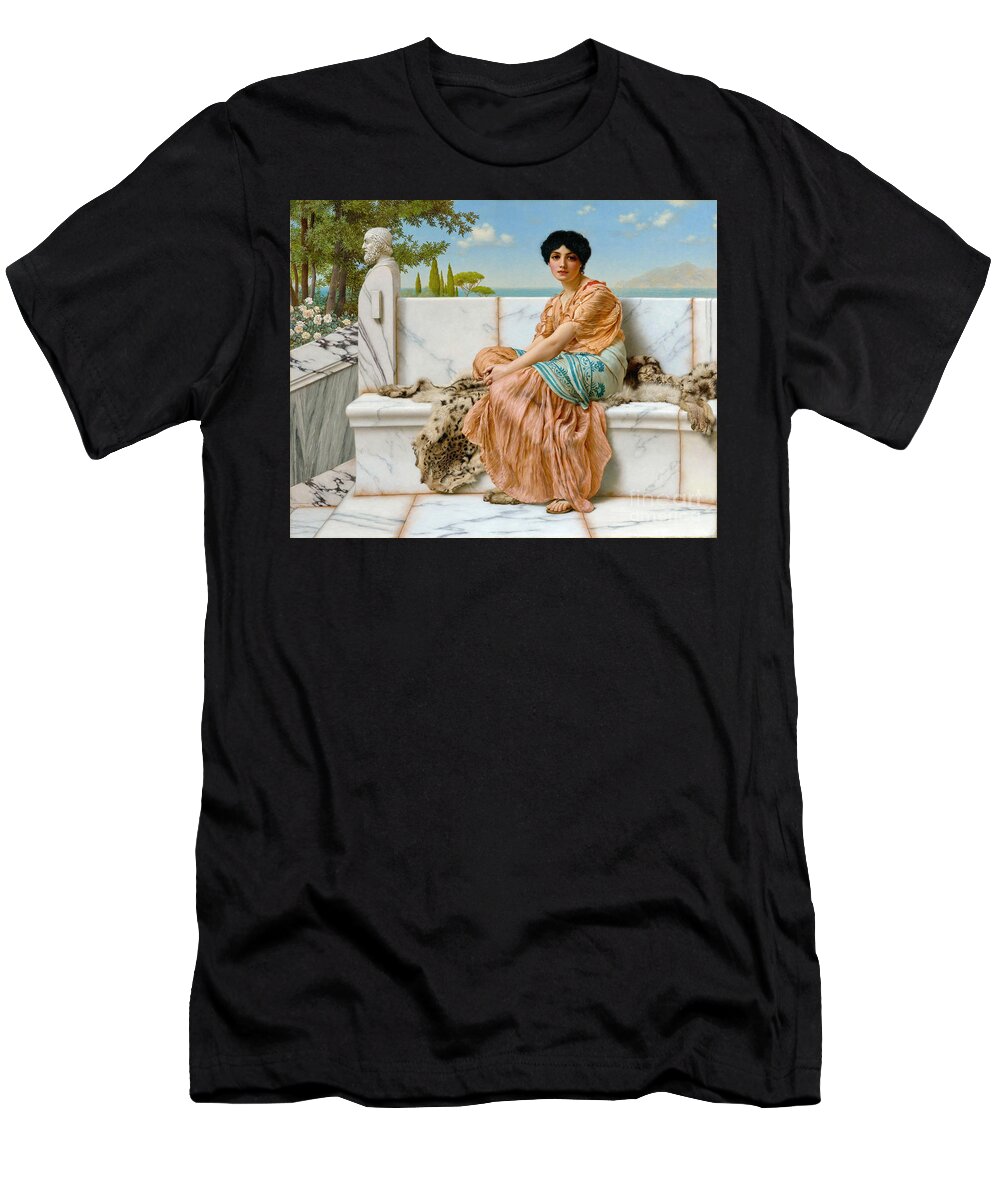 John William Godward T-Shirt featuring the painting Reverie In the Days of Sappho 1904 by John William Godward