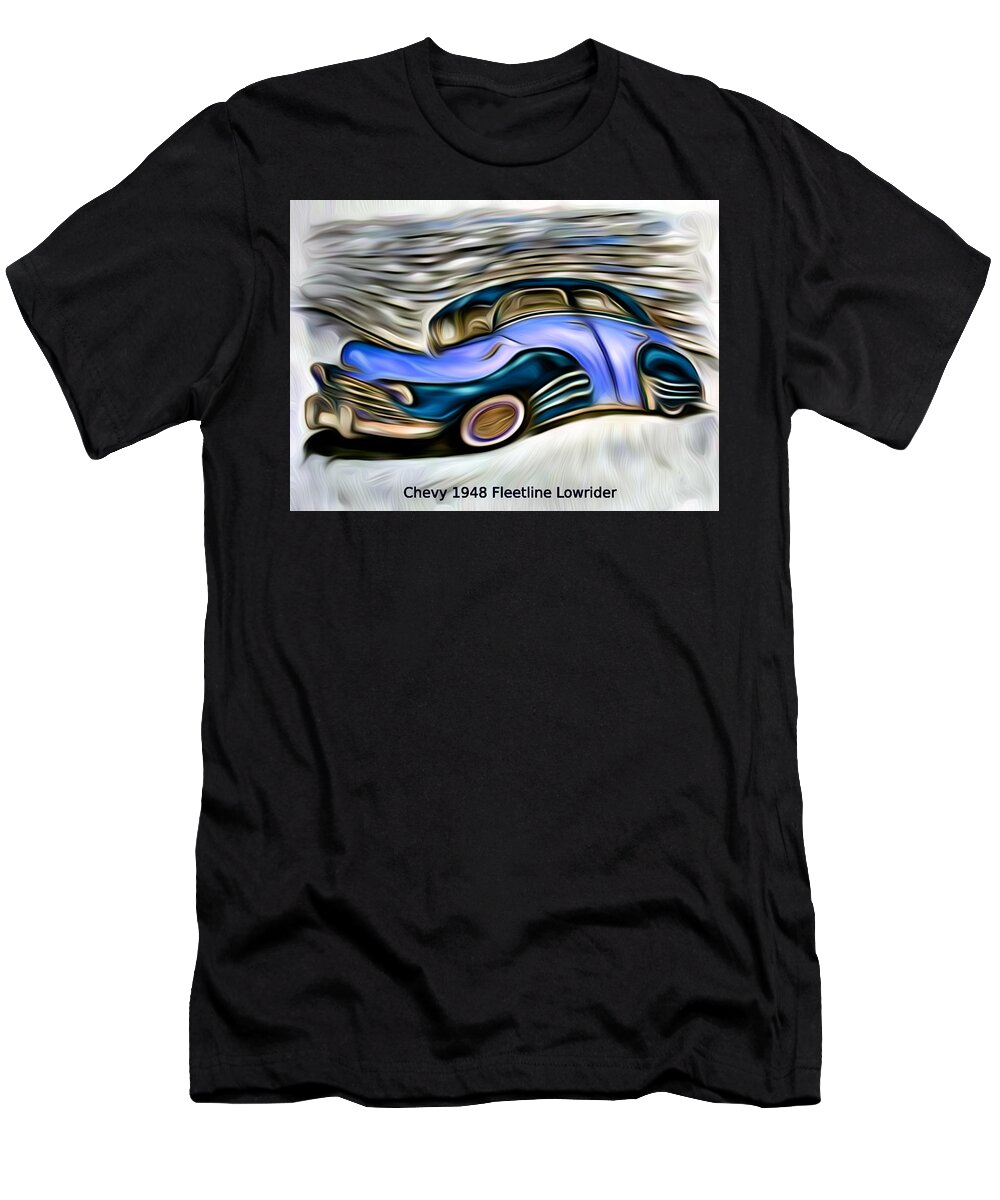 Chevy T-Shirt featuring the digital art Revved Up and Rarin' To Go... Blue by Ronald Mills