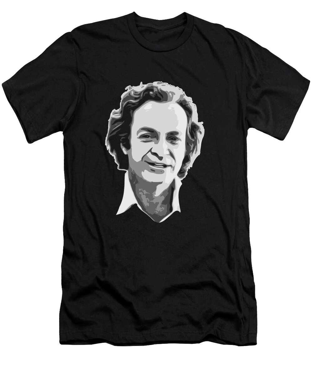 Richard T-Shirt featuring the digital art Richard Feynman Black and White by Megan Miller