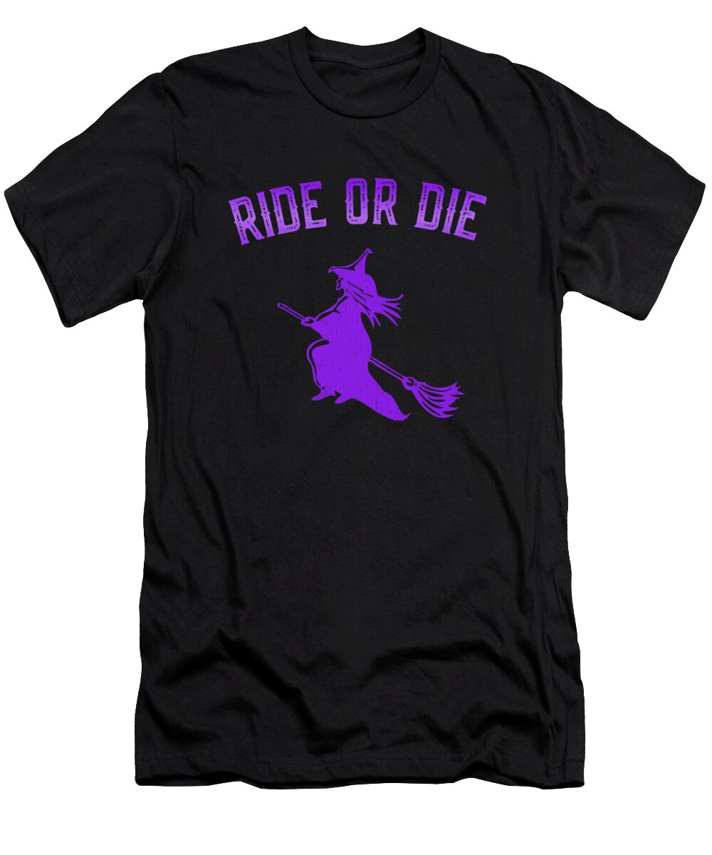 Retro T-Shirt featuring the digital art Ride or Die Witch by Flippin Sweet Gear