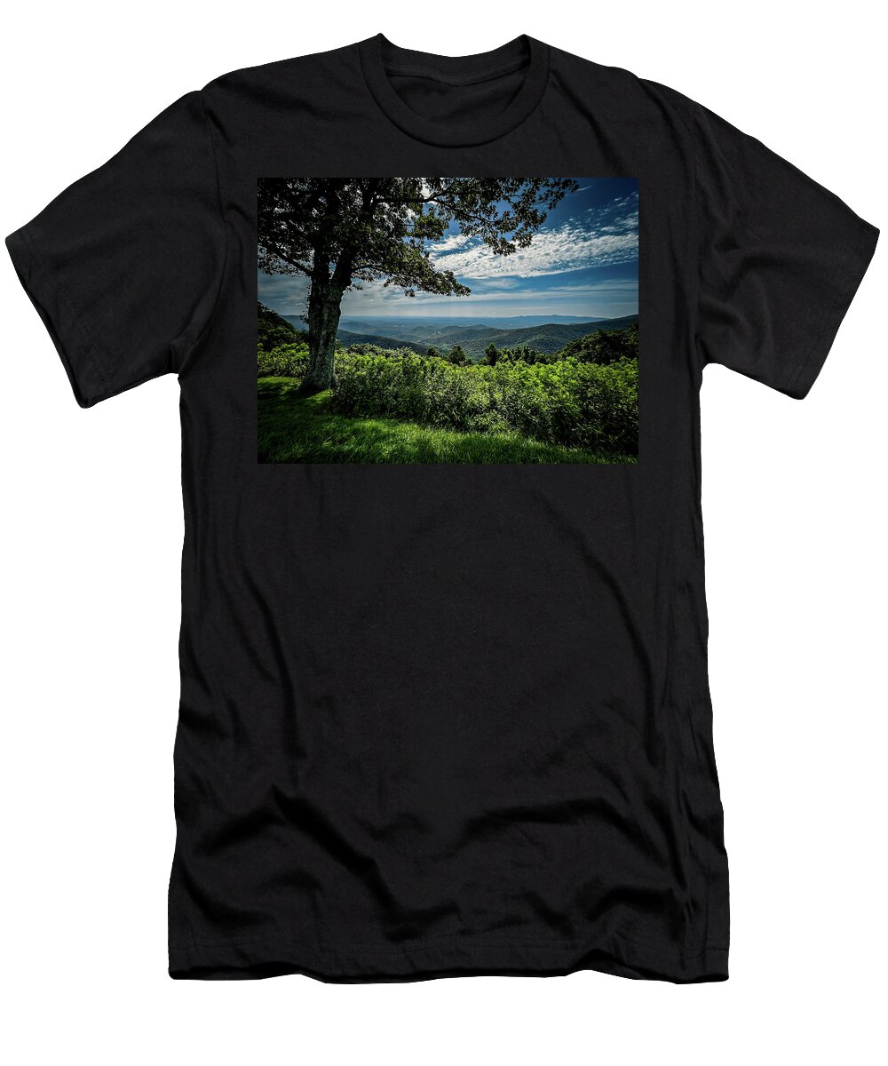 Blue Ridge Parkway T-Shirt featuring the photograph Rock Castle Gorge Overlook - HDR by Deb Beausoleil