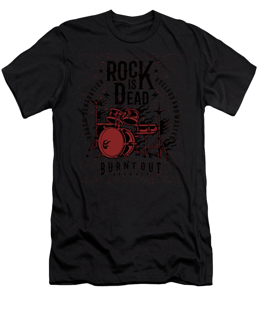 Musician T-Shirt featuring the digital art Rock Is Dead by Jacob Zelazny