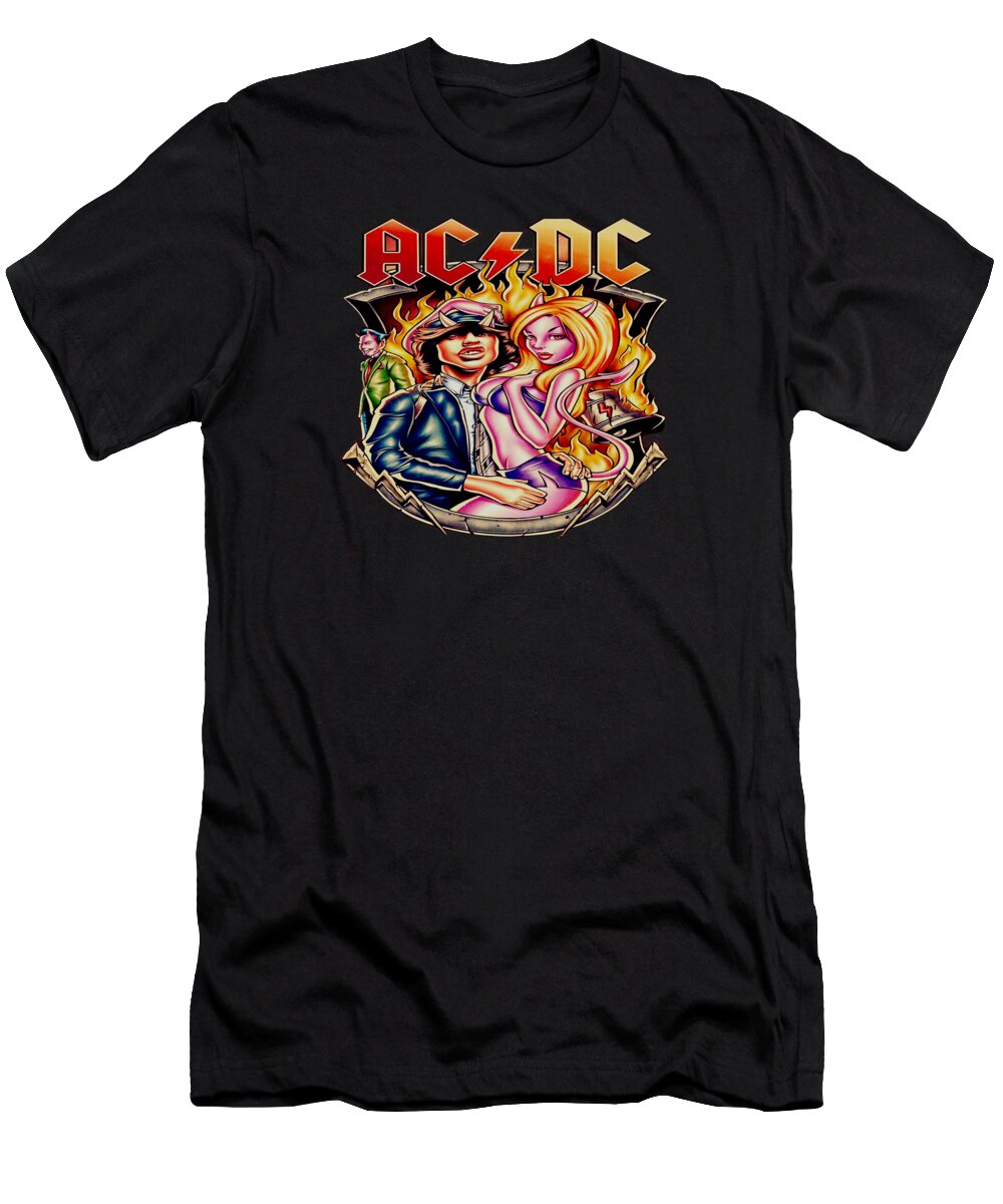 Music T-Shirt featuring the digital art Rock Side Ac/dc by Michel Cafarot