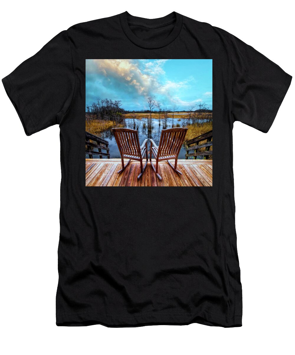 Clouds T-Shirt featuring the photograph Rocking on the Porch by Debra and Dave Vanderlaan