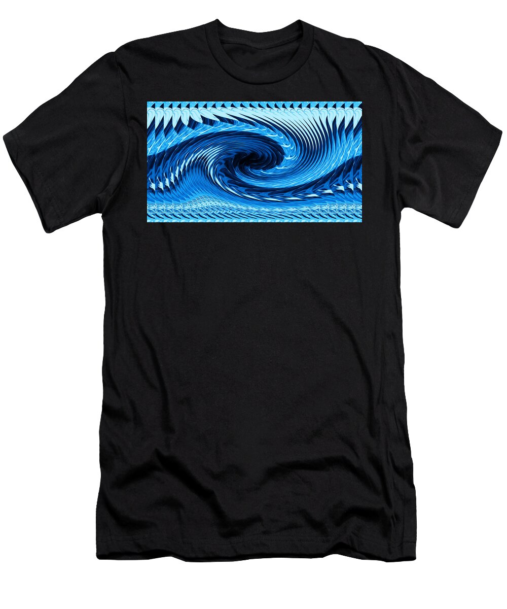 Abstract Art T-Shirt featuring the digital art Fractal Rolling Wave Blue by Ronald Mills