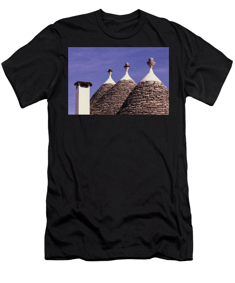 Alberobello T-Shirt featuring the photograph Roofs Of Trulli Houses - Earthy by Elvira Peretsman