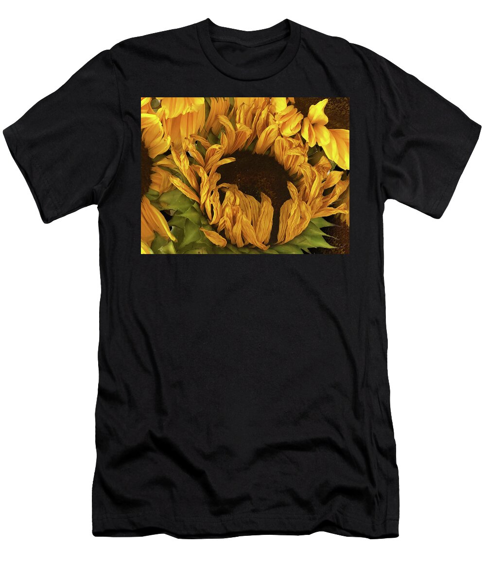 Daisy T-Shirt featuring the painting Rubino Brand Sunflower Photo Bouquet by Tony Rubino
