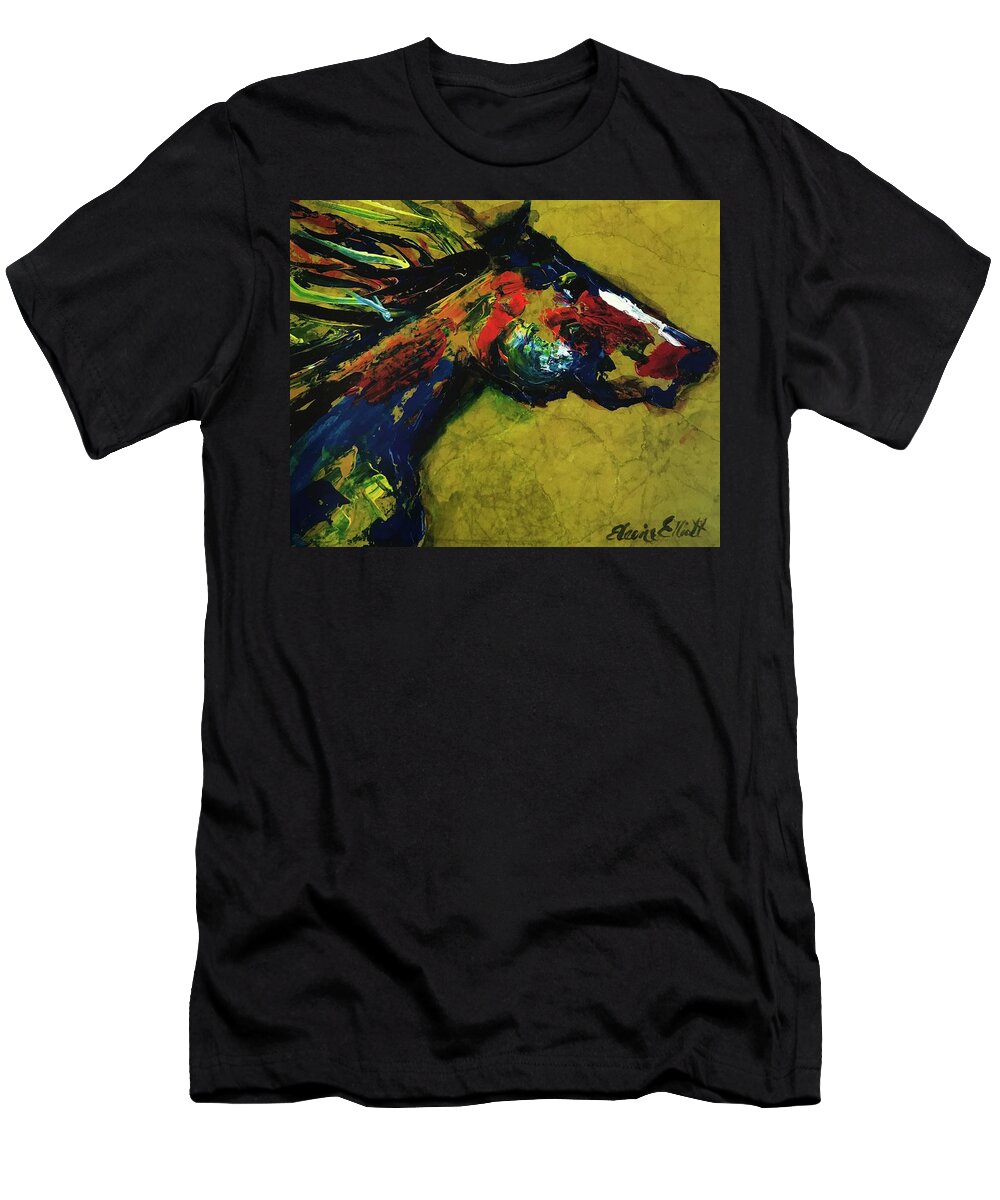 Horses T-Shirt featuring the painting Running Horse by Elaine Elliott