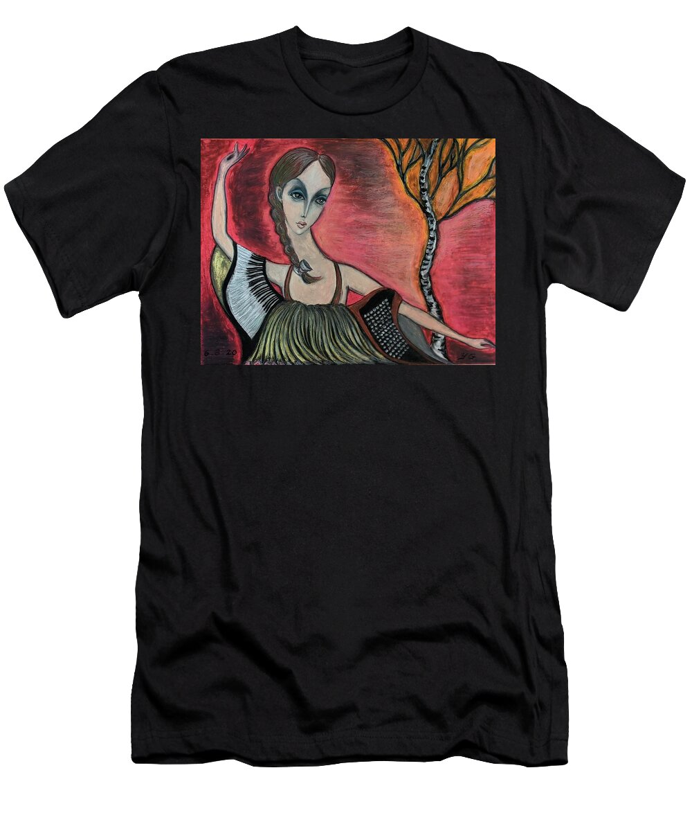 Lady T-Shirt featuring the painting Russian Fairytale by Yana Golberg