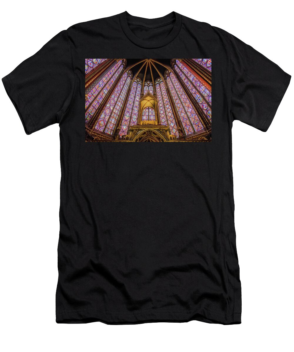 Sainte-chapelle T-Shirt featuring the photograph Sainte Chapelle Stained Glass in Paris by Alexios Ntounas