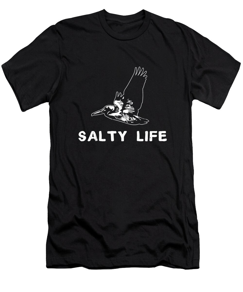 Sea T-Shirt featuring the drawing Salty Life Pelican Art by Noirty Designs