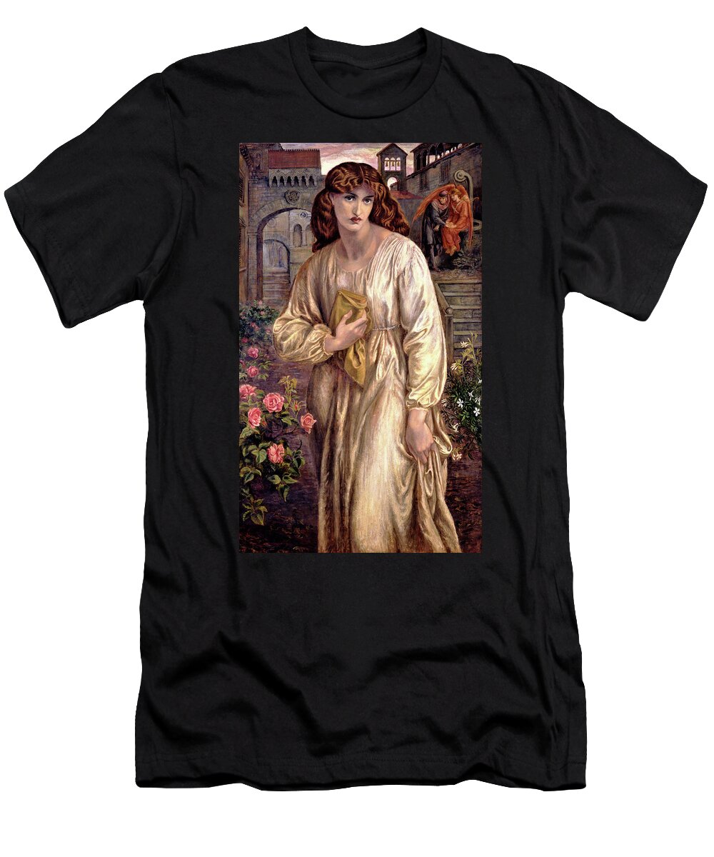 Salutation Of Beatrice T-Shirt featuring the painting Salutation of Beatrice - Digital Remastered Edition by Dante Gabriel Rossetti