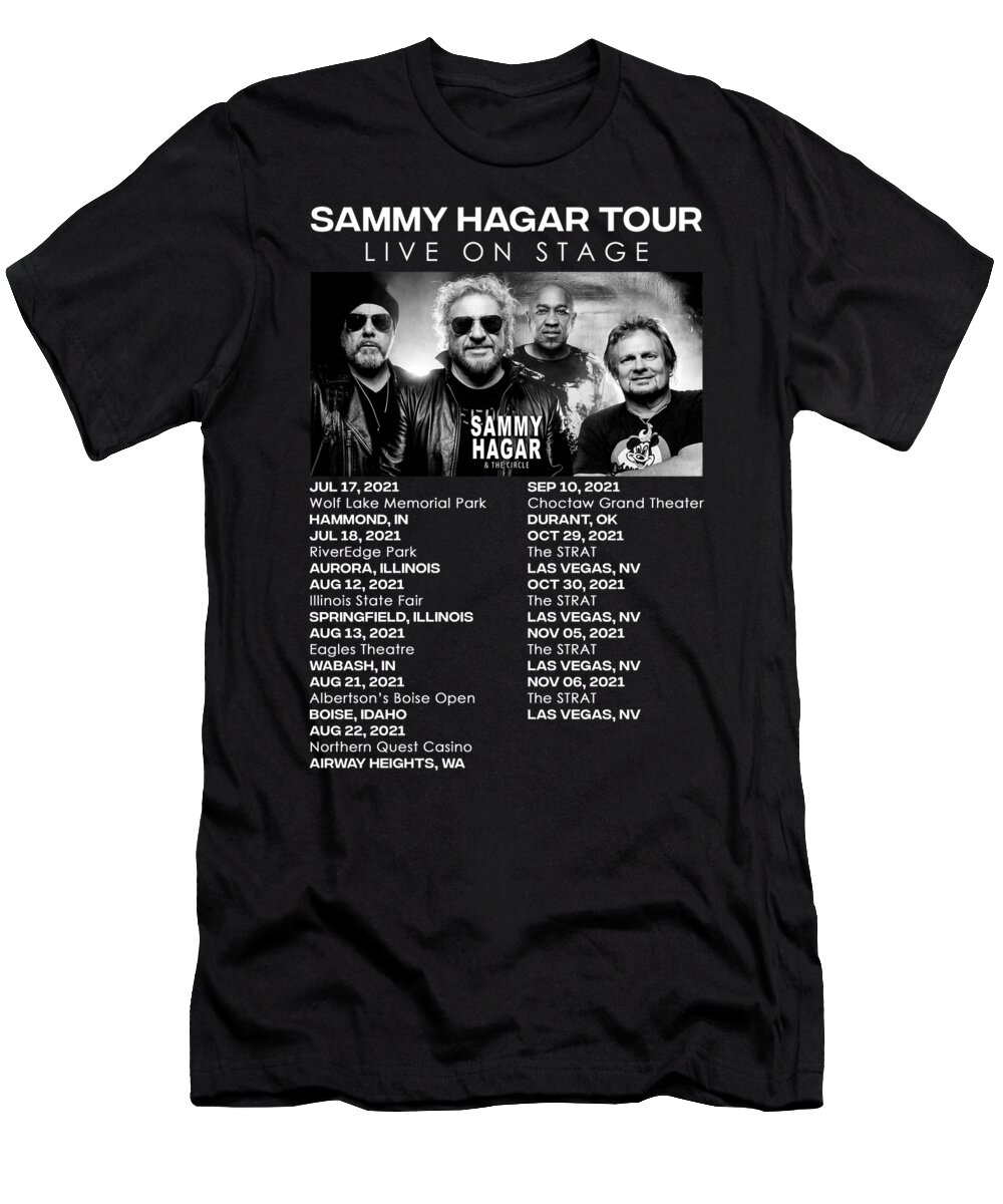 Sammy Hagar And Friend Relax On Stair T-Shirt featuring the digital art Sammy Hagar And Friens Live On Stage Tour Dates 2021 Ne33 by Nia Emas Ramadan
