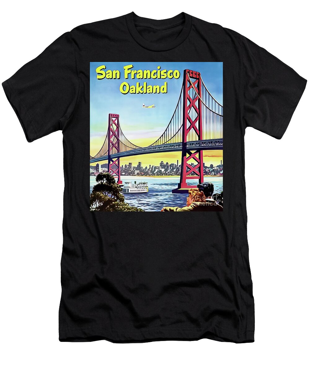 San Francisco T-Shirt featuring the drawing retro San Francisco Travel Poster by M G Whittingham