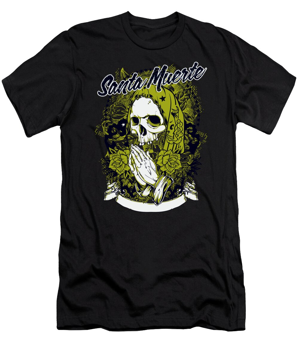 Skull T-Shirt featuring the digital art Santa Muerte by Jacob Zelazny