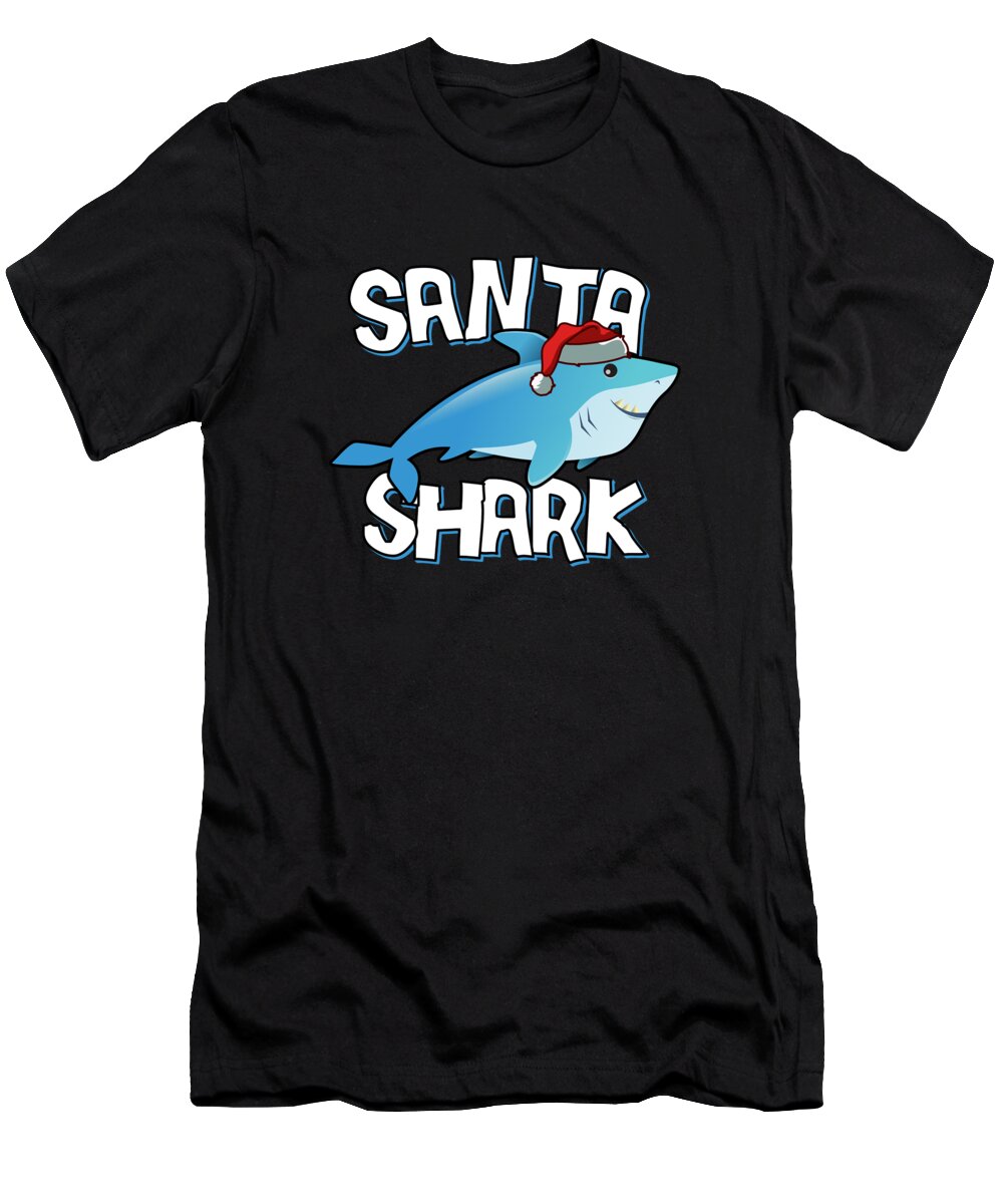 Christmas 2023 T-Shirt featuring the digital art Santa Shark by Flippin Sweet Gear