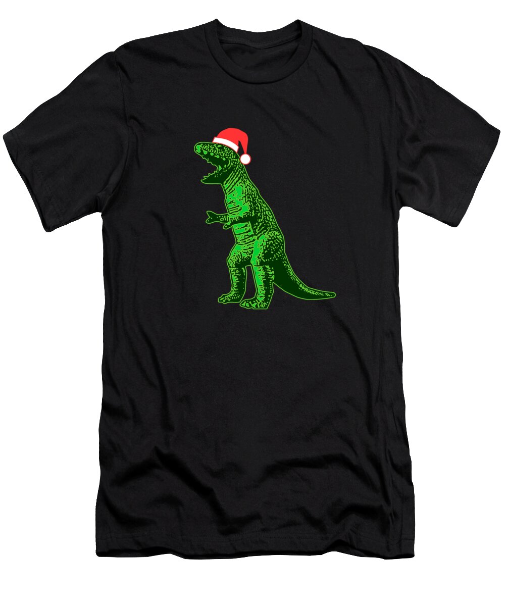 Christmas 2023 T-Shirt featuring the digital art Santasaurus by Flippin Sweet Gear