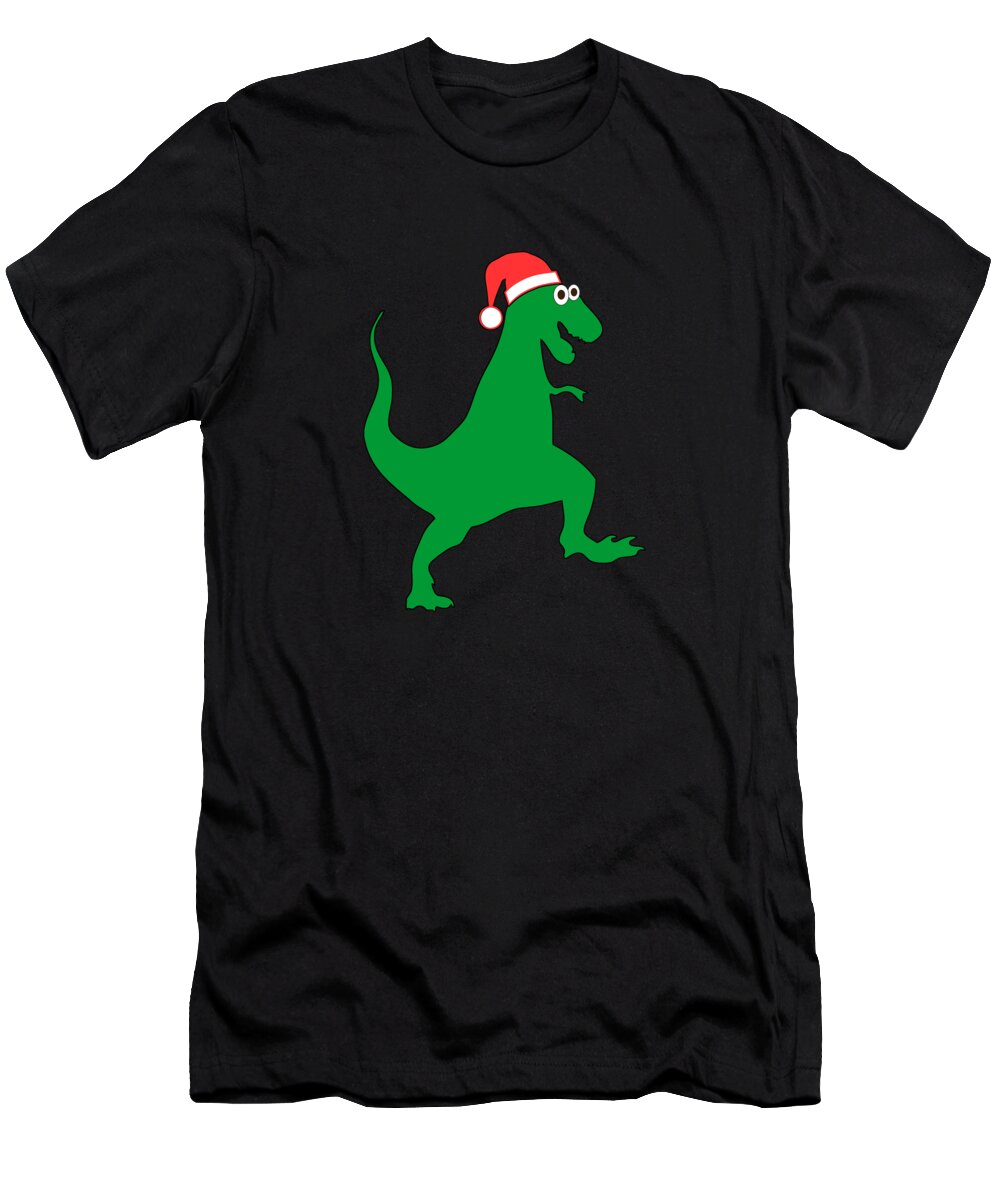 Christmas T-Shirt featuring the digital art Santasaurus Santa T-Rex Dinosaur Christmas by Flippin Sweet Gear