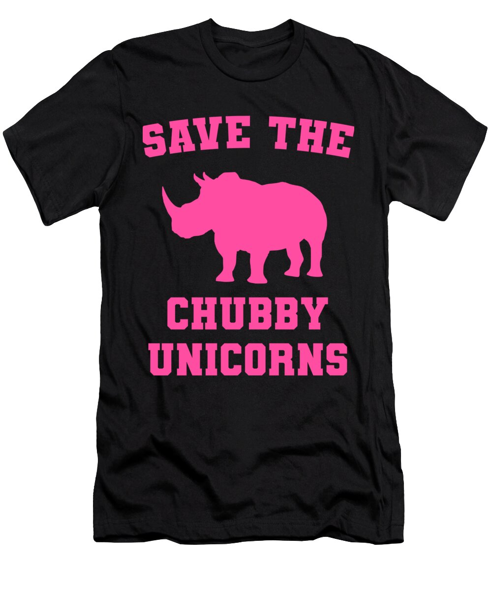 Unicorn T-Shirt featuring the digital art Save The Chubby Unicorns Rhino by Alessandra Roth