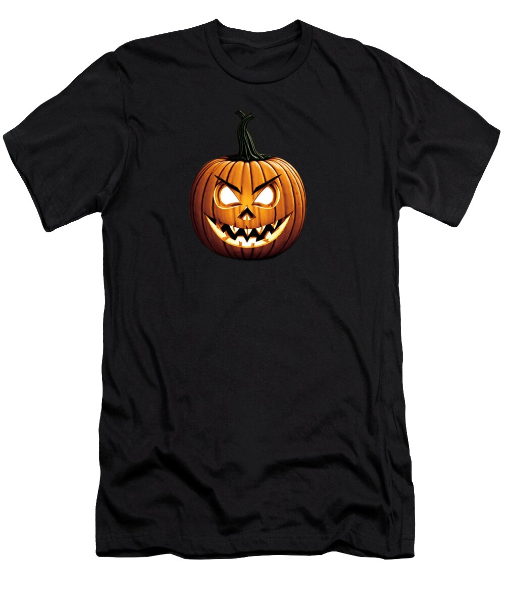 Cool T-Shirt featuring the digital art Scary Jack-O-Lantern Halloween by Flippin Sweet Gear