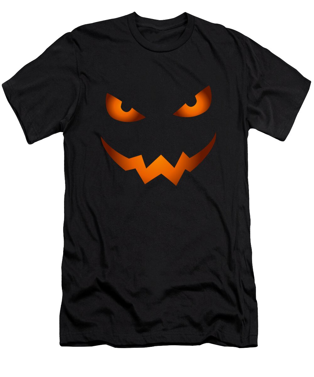 Scary Pumpkin T-Shirt featuring the digital art Scary Jack O Lantern Pumpkin Face Halloween Costume by Flippin Sweet Gear