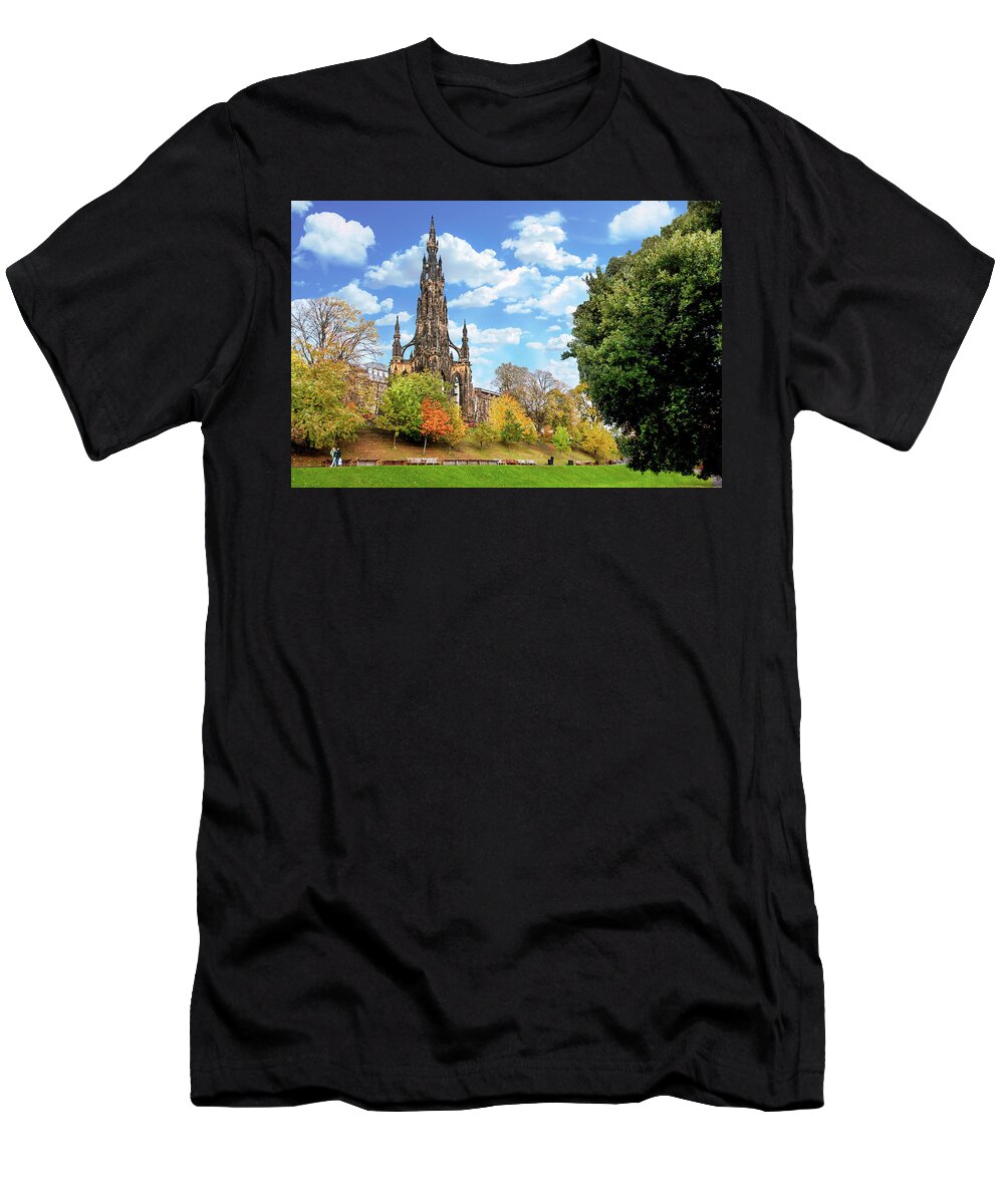 Scots Memorial T-Shirt featuring the digital art Scots Memorial - City of Edinburgh by SnapHappy Photos