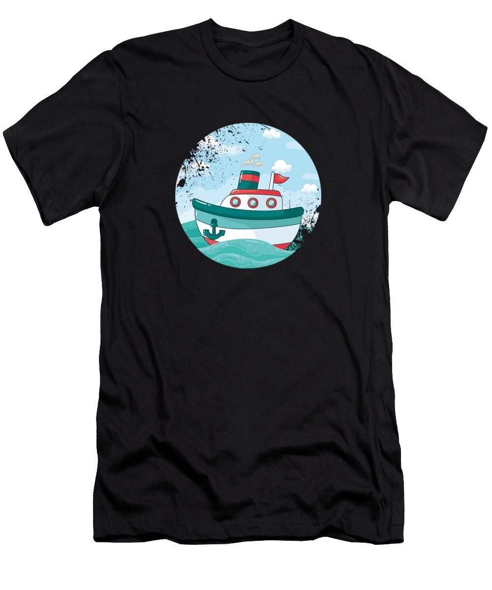 Yatch T-Shirt featuring the digital art Sea Ship Boating Swimmer Oceans Sailor Sailing Gift Awesome Boat by Thomas Larch