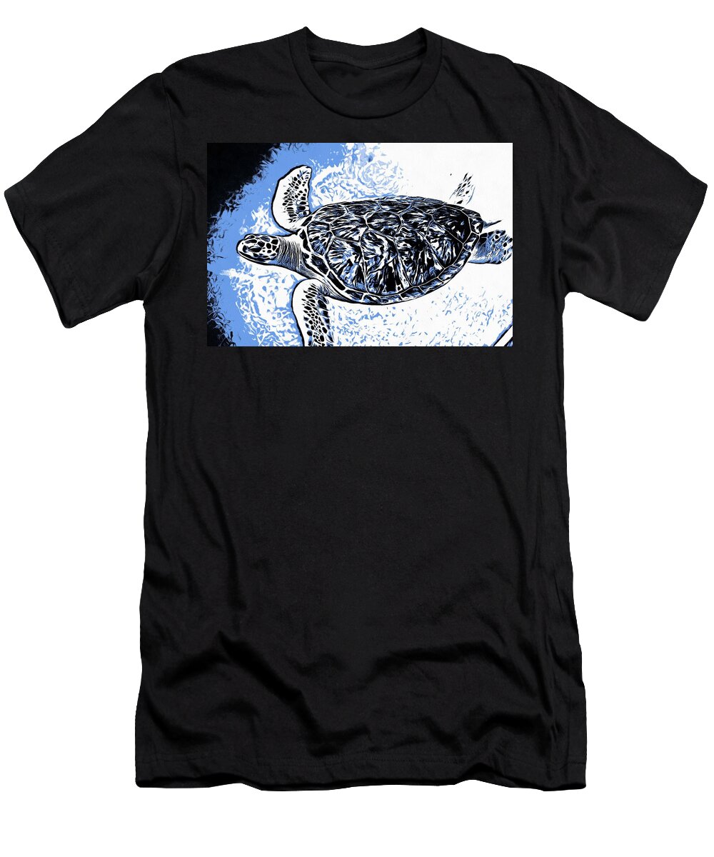 Sea Turtle T-Shirt featuring the photograph Sea Turtle Mirage by John Handfield