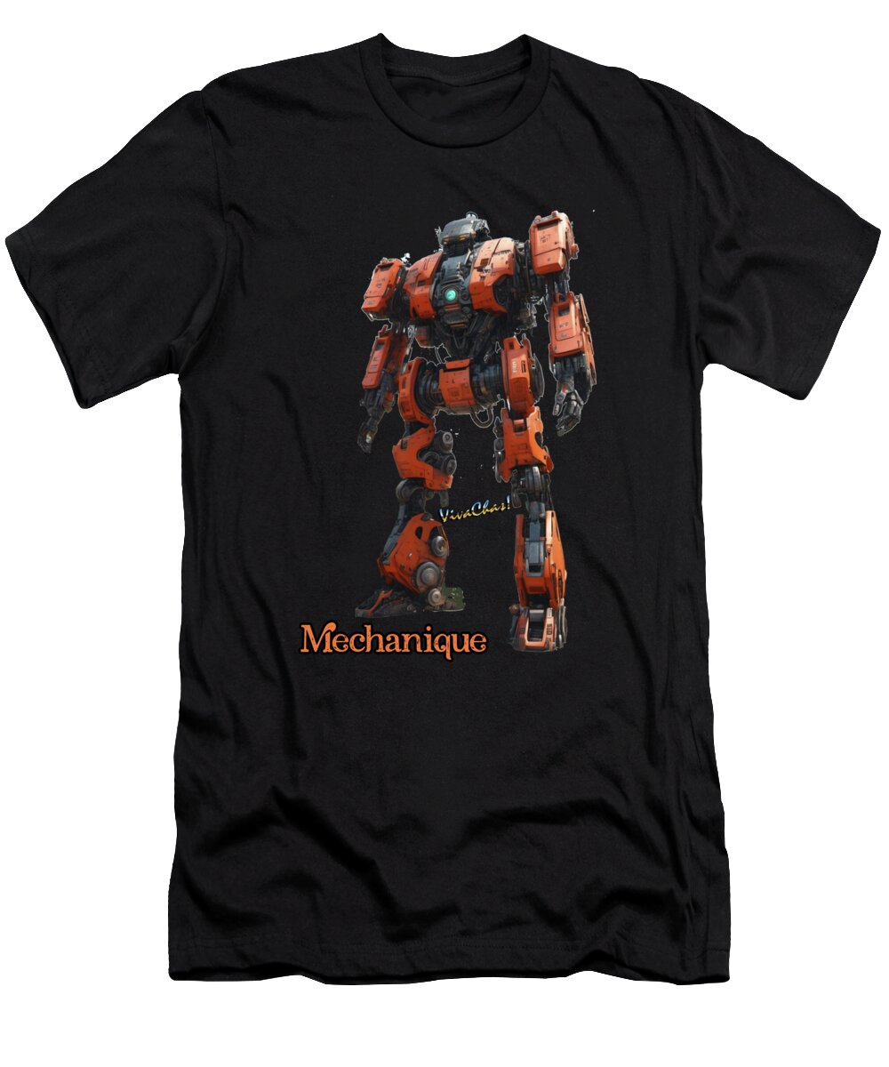 Vivachas T-Shirt featuring the digital art Showdown on HighStreet with Mechanique Backup by Chas Sinklier