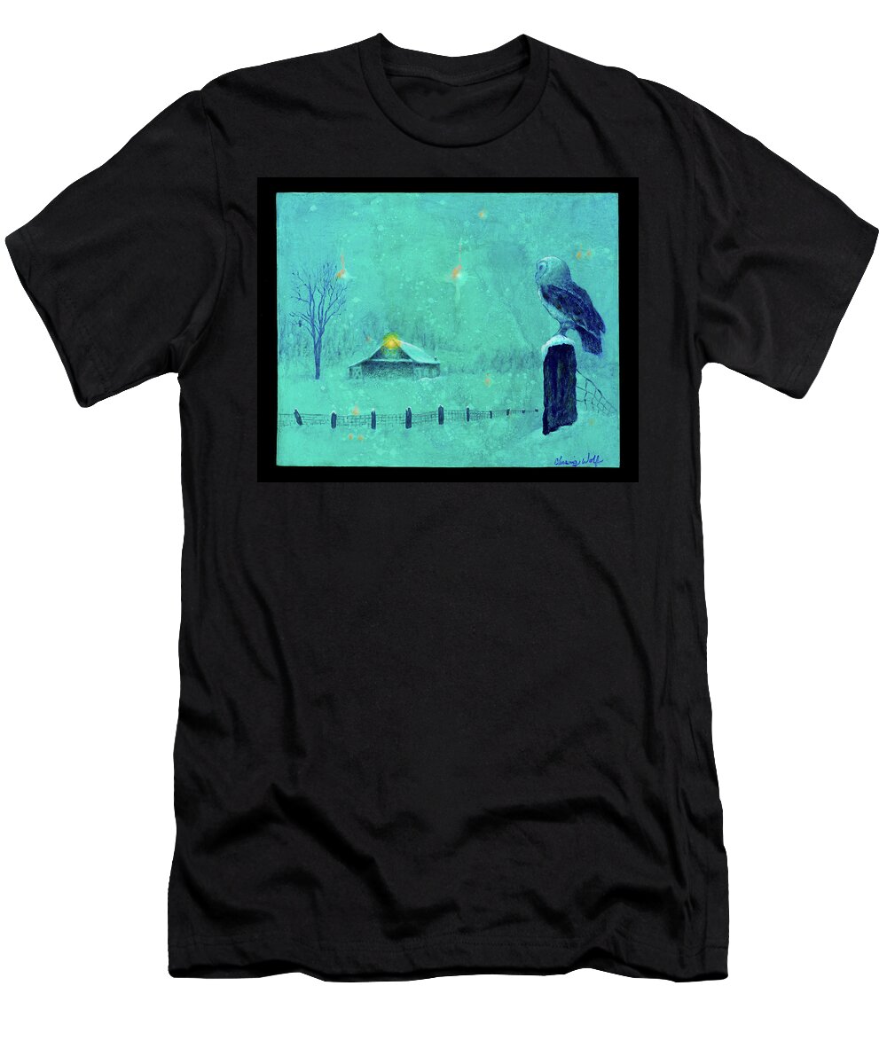 Native American T-Shirt featuring the painting Silent Night by Kevin Chasing Wolf Hutchins