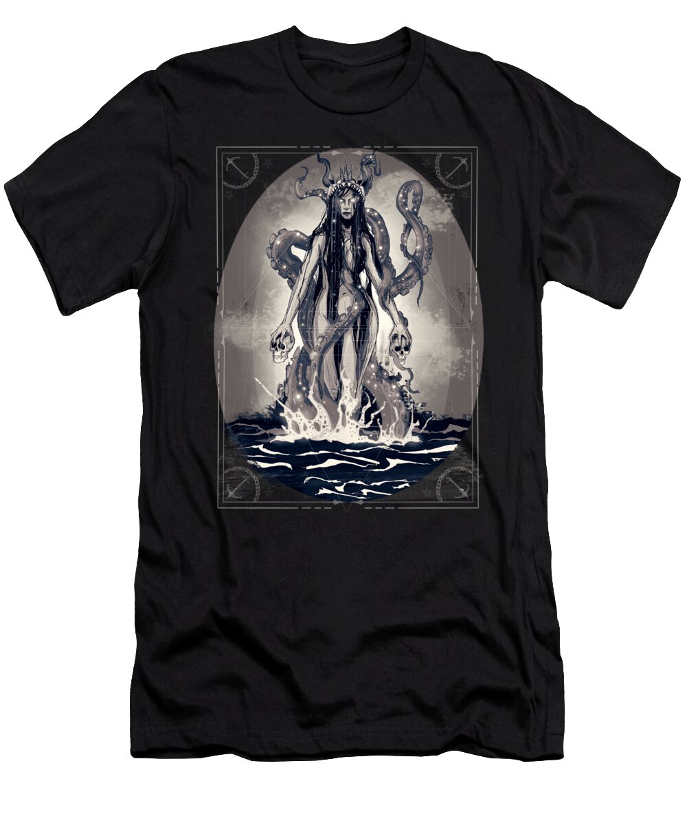 Siren T-Shirt featuring the drawing Siren by Ludwig Van Bacon
