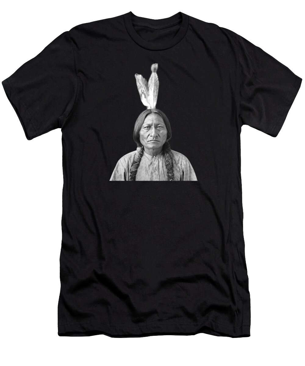 Sitting Bull T-Shirt featuring the photograph Sitting Bull Portrait - Dakota Territory - By David Barry - Circa 1883 by War Is Hell Store