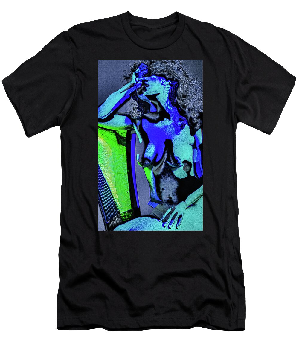 Black Light T-Shirt featuring the photograph Sitting in Thoughts by Jose Pagan